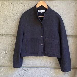 Zara Cropped Jacket in charcoal gray